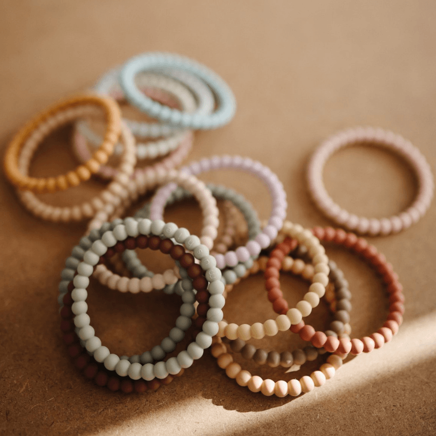 Pearl Teething Bracelet 3-Pack, Clary Sage/Tuscany/Desert Sand