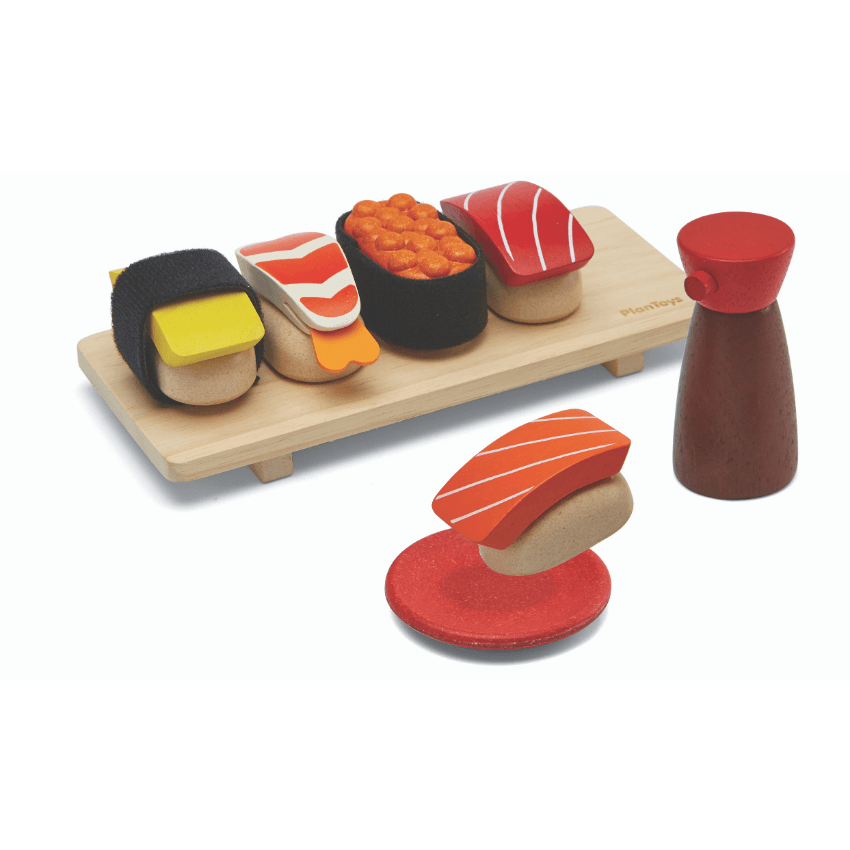 Plan Toys sushi set complete and dipping salmon