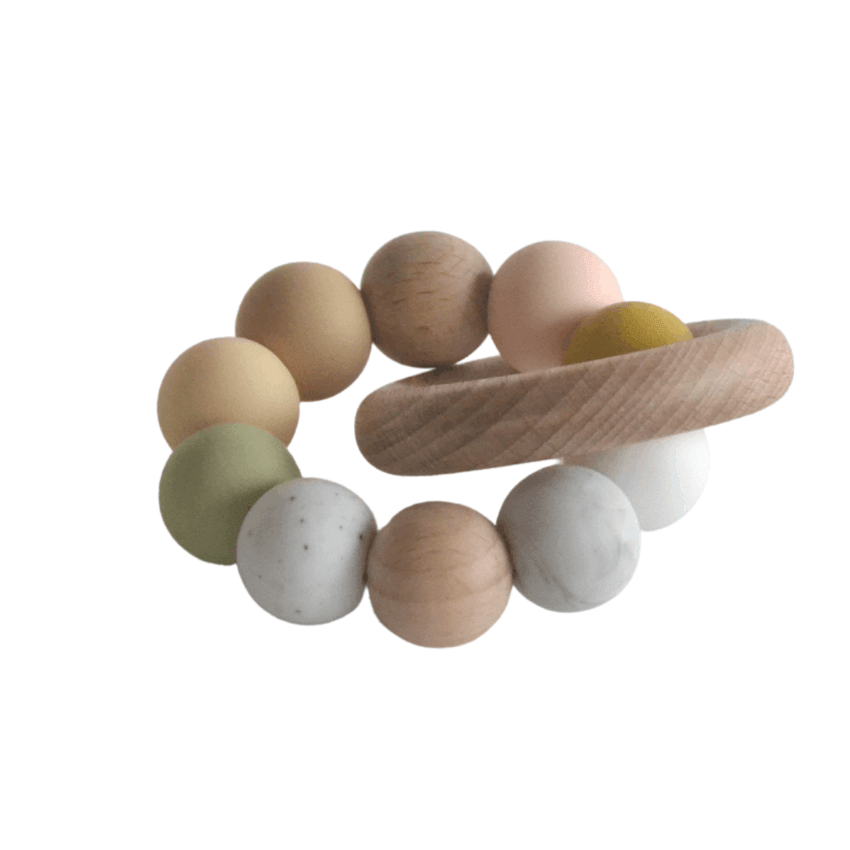 Silicone + Wood Teether Toy, Meadow