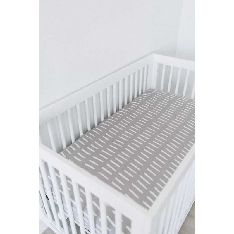 mebie baby grey dash crib sheet