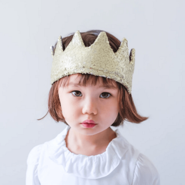 mimi and lula gold sequin crown with tie for girls and boys