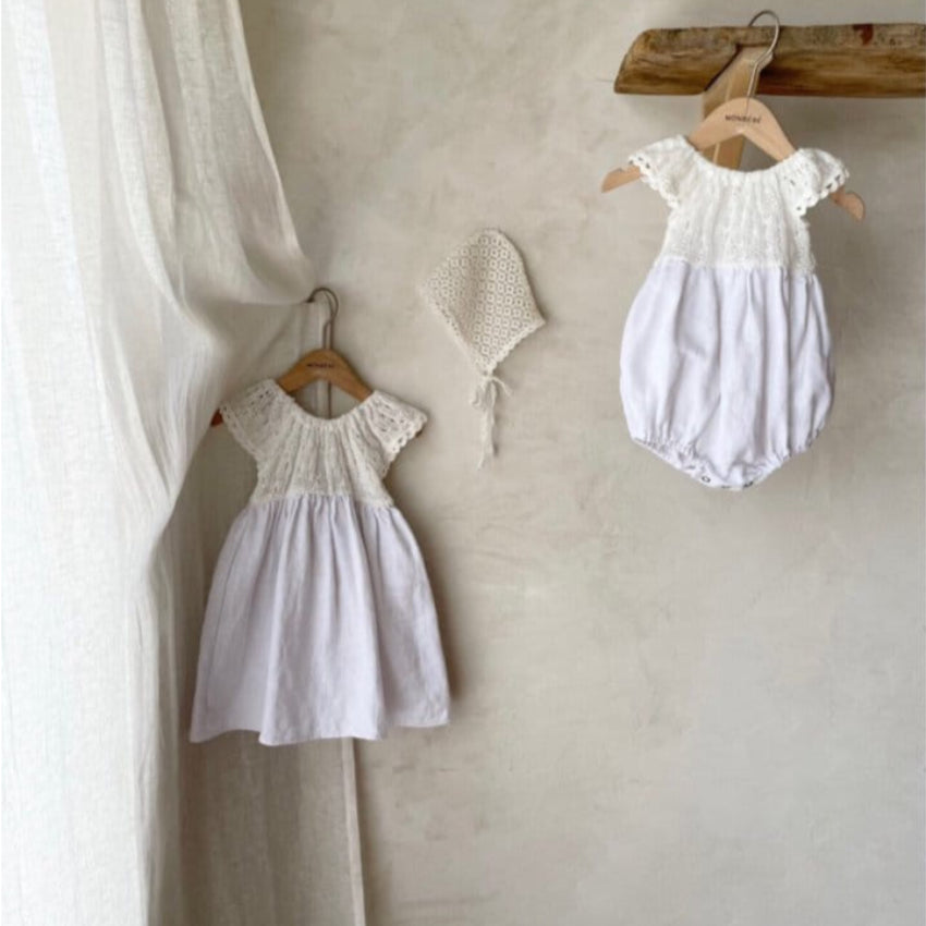 Knit Linen Romper, White