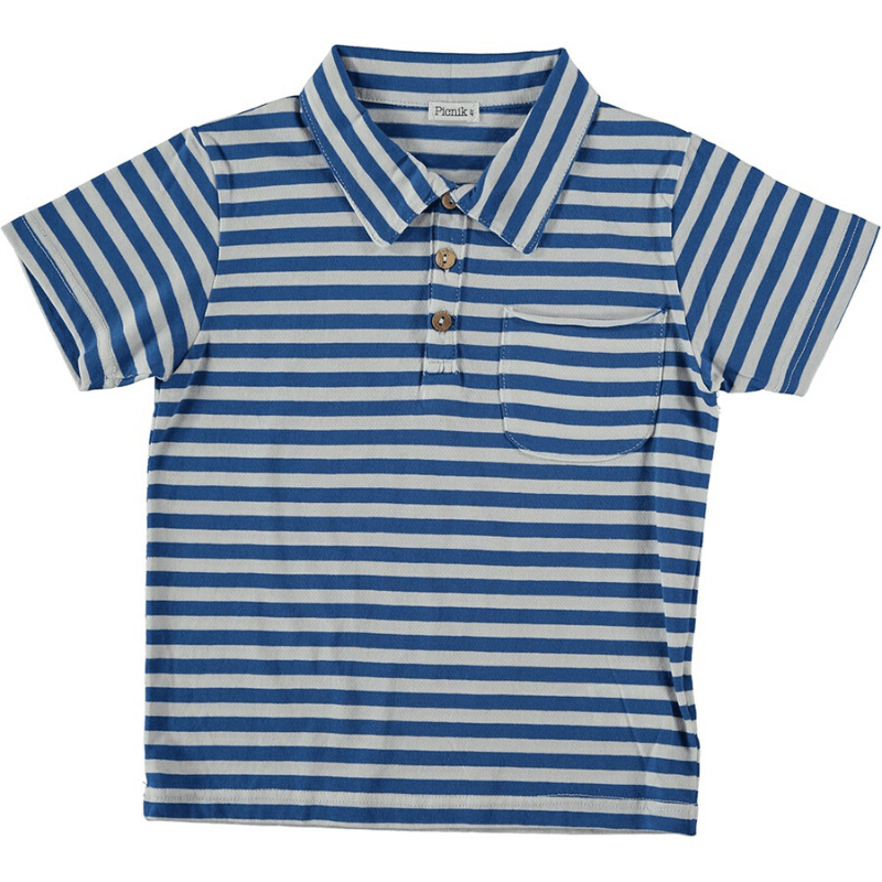 picnik striped polo t-shirt blue white