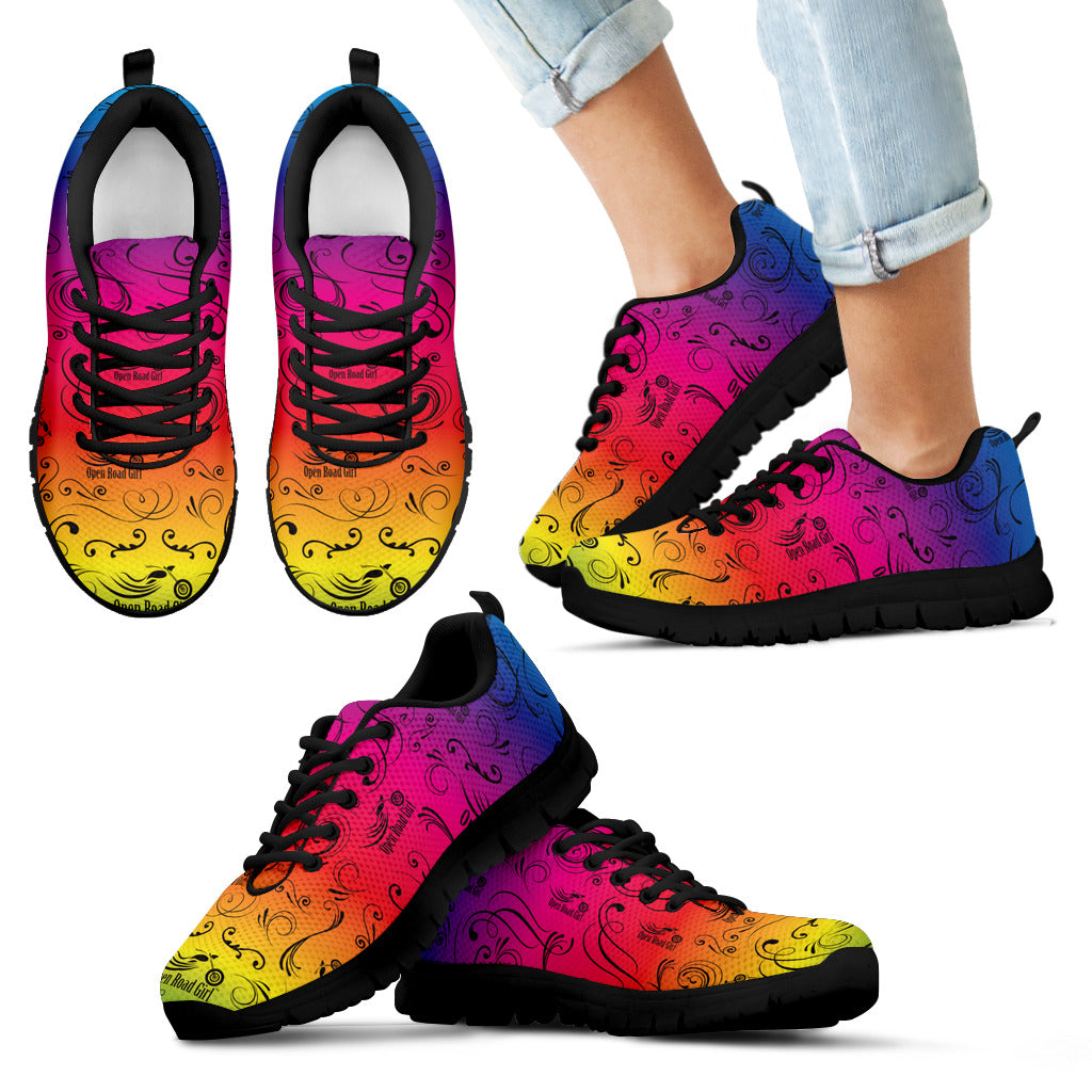 rainbow colored tennis shoes