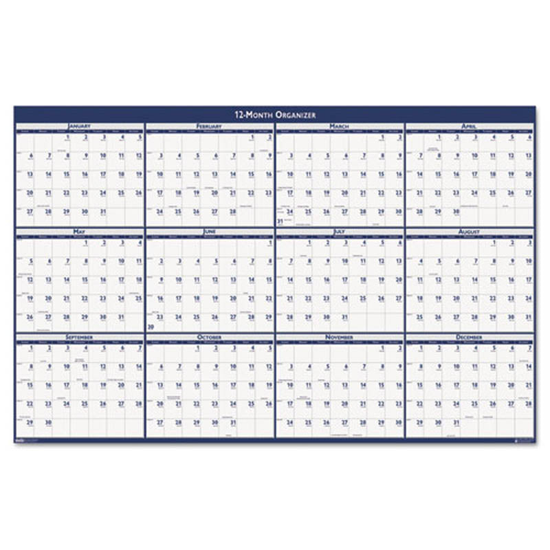 Laminated WriteOn/WipeOff Jumbo Yearly Wall Calendar Ultimate Office