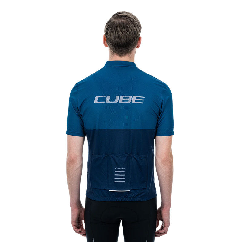 Jersey de ciclismo CUBE ATX Zip S/S para caballero / Blue