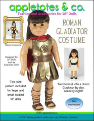 roman gladiator halloween costume sewing pattern for 18" dolls
