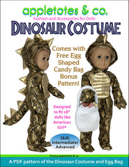 dinosaur halloween costume sewing pattern for 18" dolls