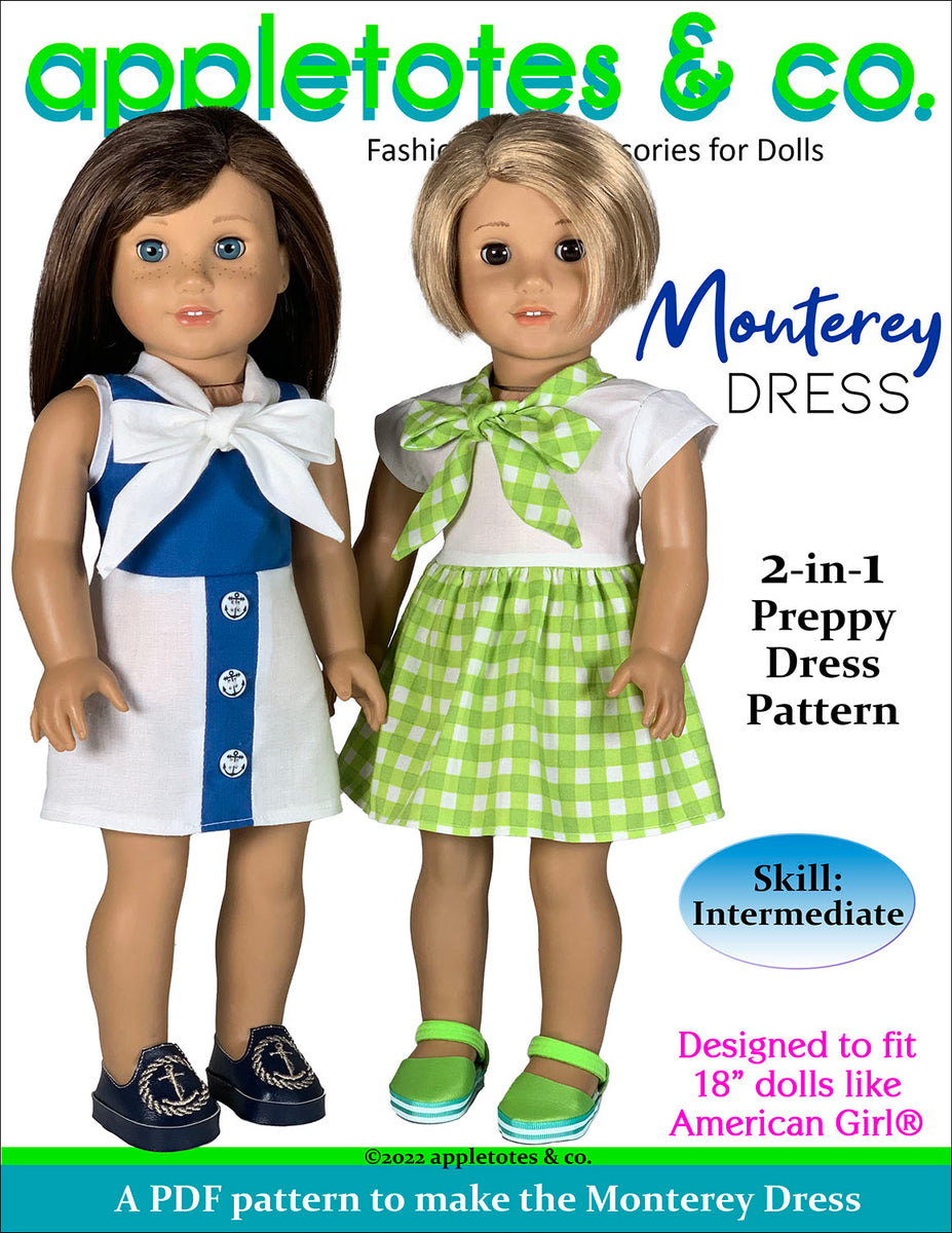 Monterey Dress 18 Inch Doll Sewing Pattern Appletotes And Co