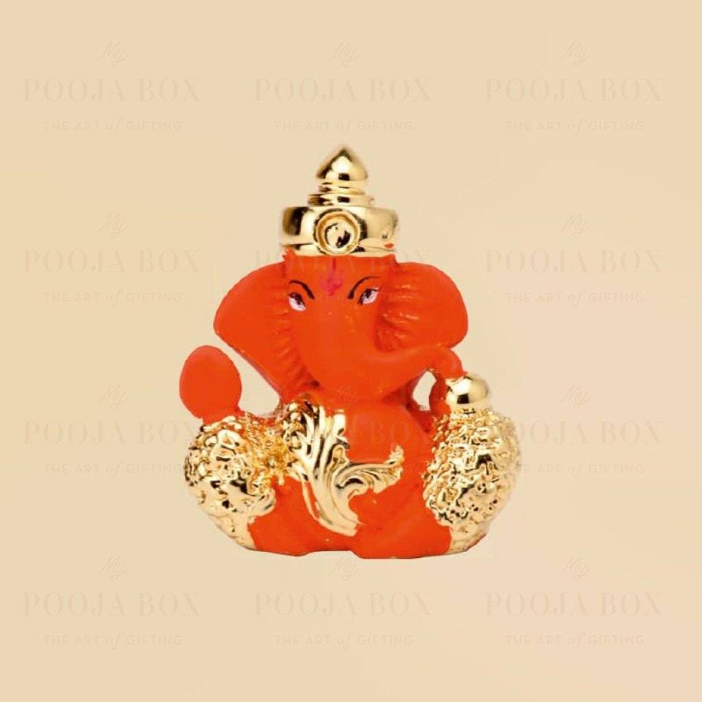 Buy 24 K Gold Foil Mukut Ganesha Online in India - Mypoojabox.in