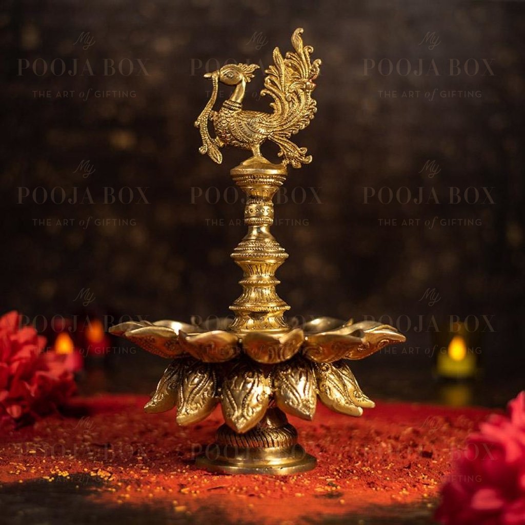 Buy Antique Brass Peacock Diya Online in India - Mypoojabox.in