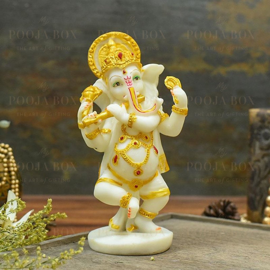 Buy Divine Dancing Ganesha With Flute Online in India - Mypoojabox.in