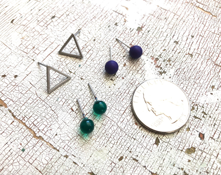silver triangle earrings
