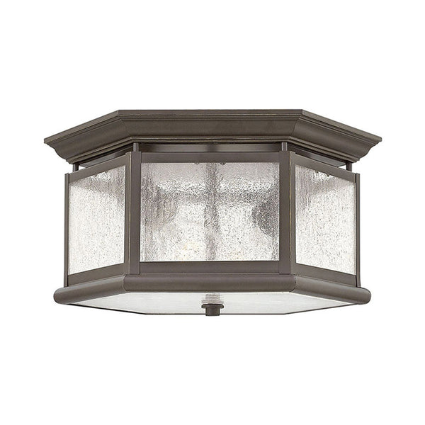 Hinkley Lighting Edgewater 2 Light 13 Inch Oil Rubbed Bronze Outdoor Flush Mount Clear Seedy Panels Glass