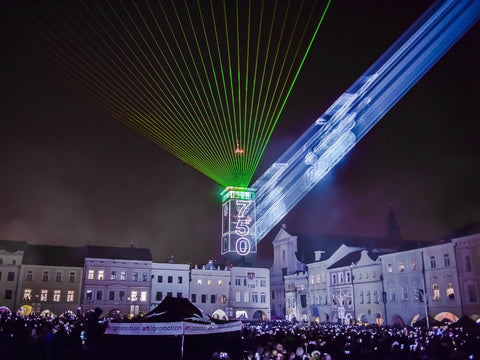Laser projection onto clock tower