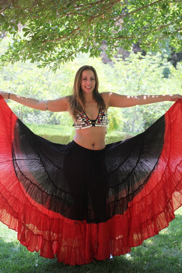 Two Color 25 Yard Gypsy Tribal Cotton Belly Dance Skirt – Belly Dance Silks