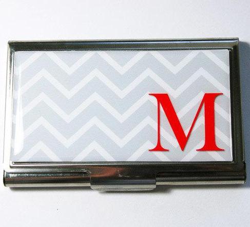 monogram business card case