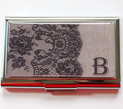 monogram business card case