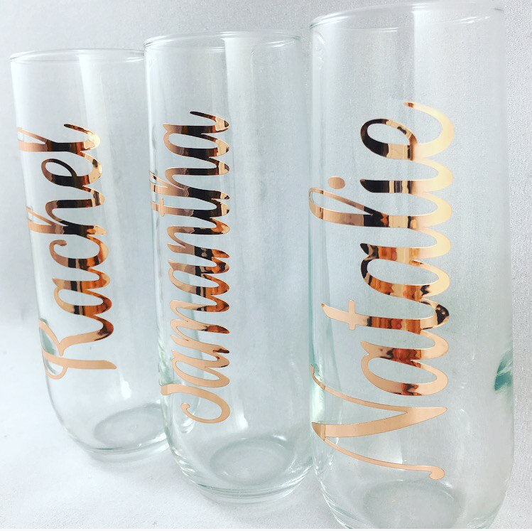 stemless glass champagne flutes