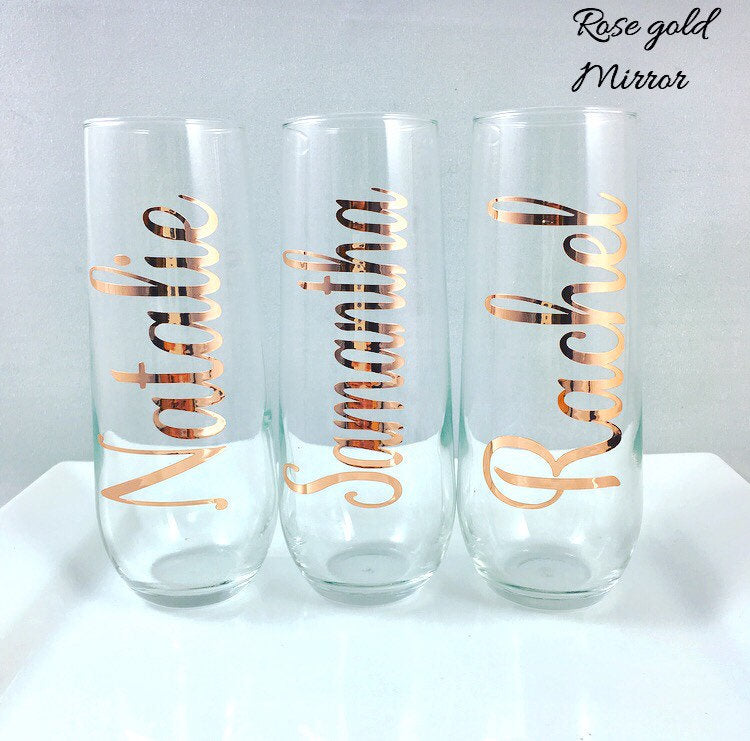 stemless glass champagne flutes