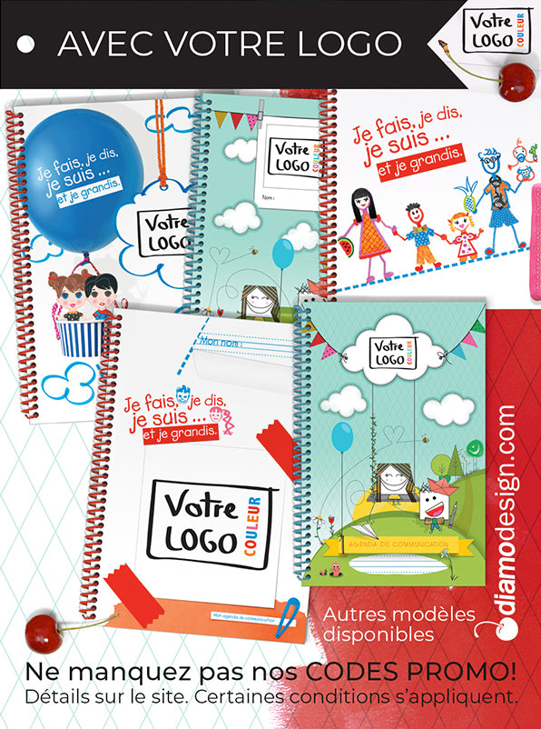 Agendas et carnets de communication personnalisés avec logo du service de garde (garderie, crèche, etc.)