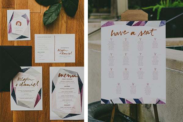 Watercolor Gem & Copper Foil Wedding Suite by And Here We Are www.and-hereweare.com