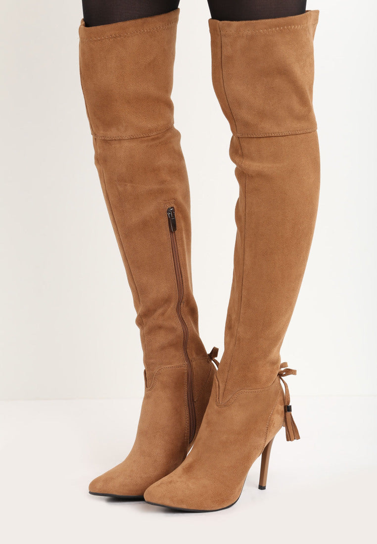 Amy Over The Knee Boot - Beige, Grey