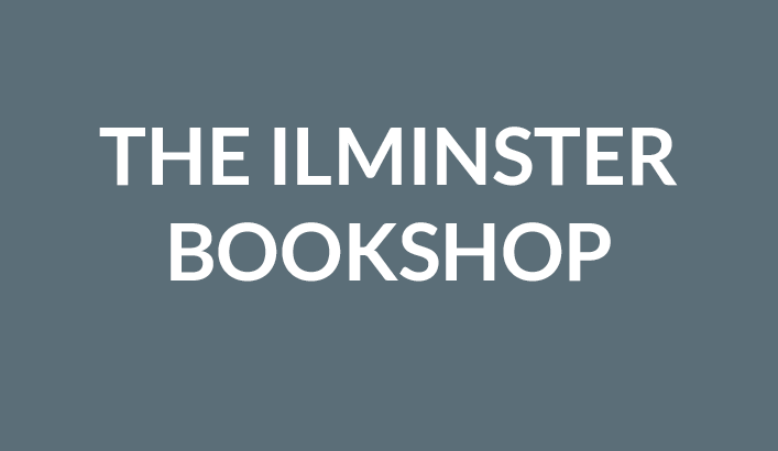 The Ilminster Bookshop logo, white text on blue background