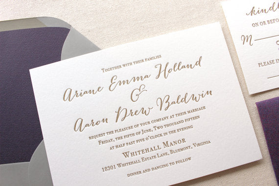 letterpress wedding invitation wildflower