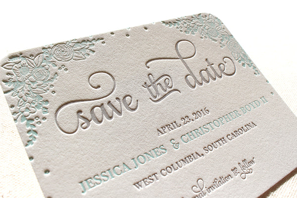 letterpress wedding save the date whimsical