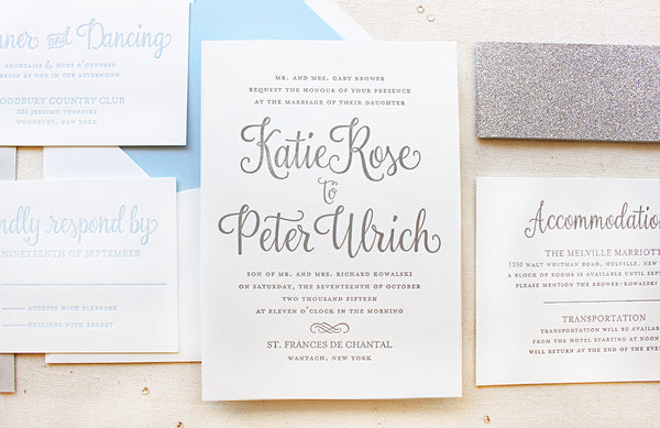 letterpress wedding invitation suite winter