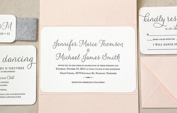 letterpress wedding invitation suite willow