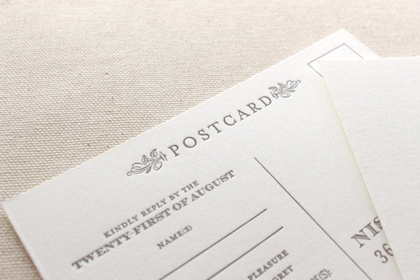 letterpress wedding invitation response card art deco