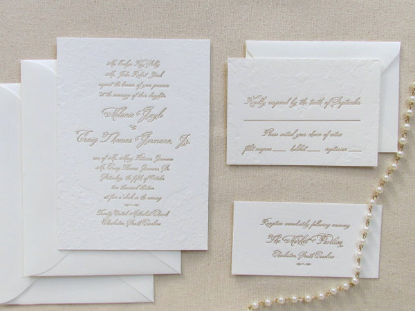 classic letterpress wedding invitation suite