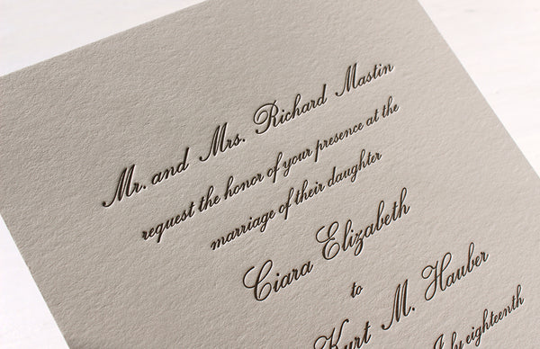 letterpress wedding invitation conservatory suite