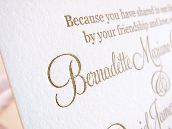 letterpress wedding invitation romantic glam