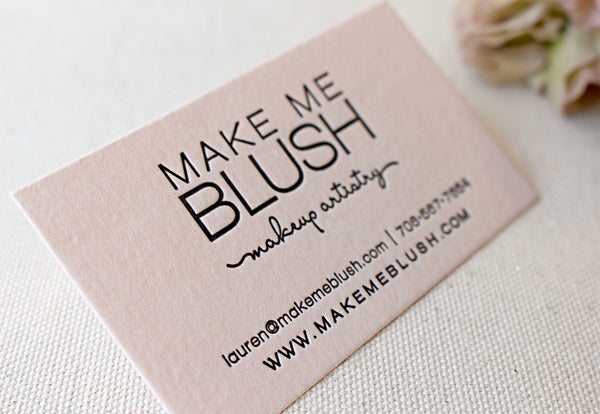 letterpress business card stationery blush pink