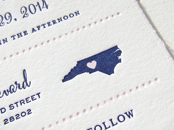 letterpress wedding invitation preppy two color