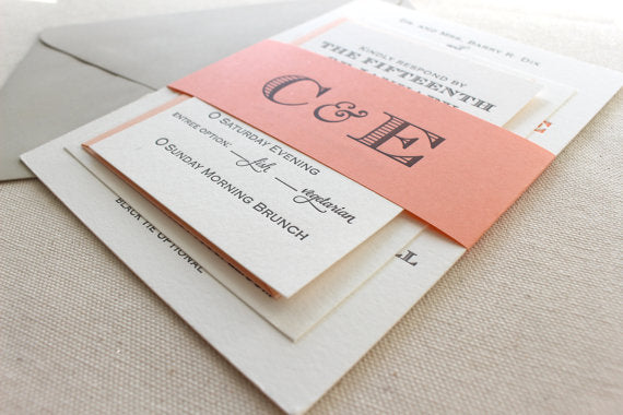 letterpress wedding invitation suite laurel