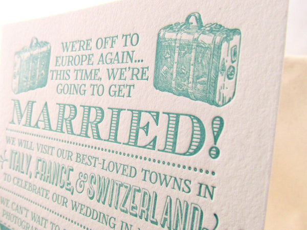 letterpress elopement announcement invitation europe