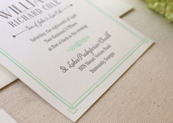 letterpress wedding invitation lush deco