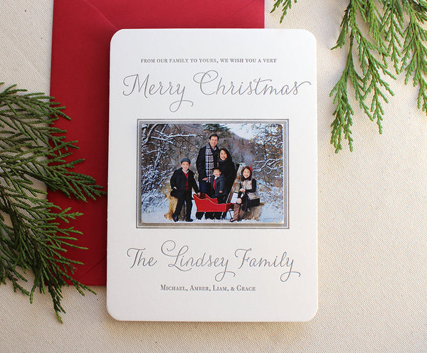 letterpress holiday card family photo