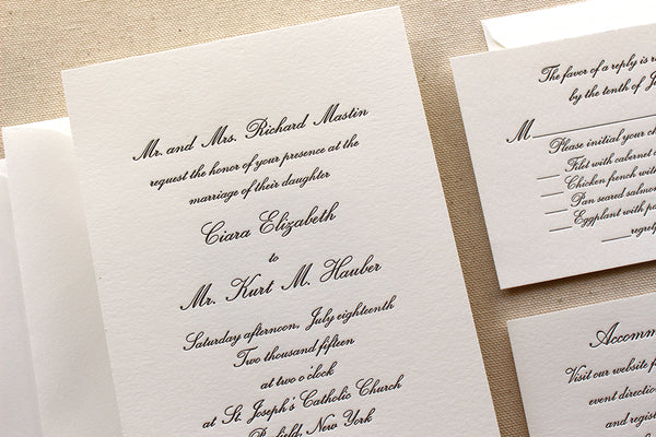 letterpress wedding invitation suite conservatory