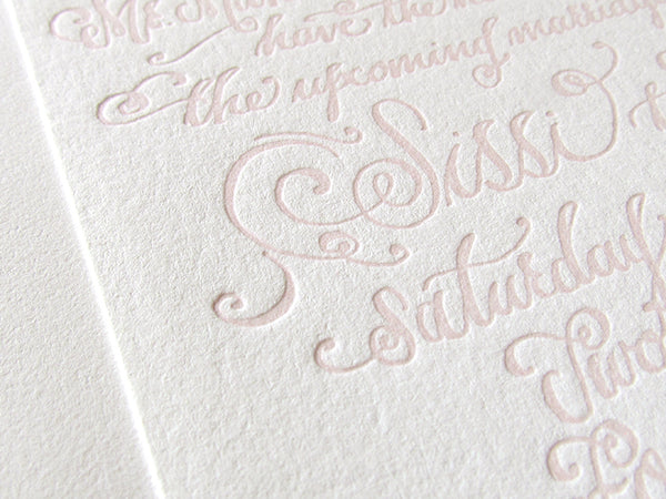 letterpress save the date calligraphy