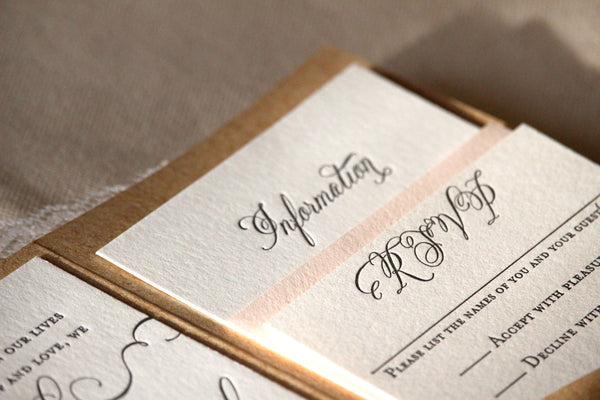 letterpress wedding invitation rsvp rosebud