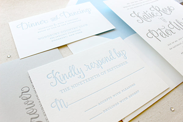 letterpress wedding invitation suite winter