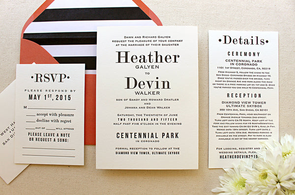 letterpress wedding invitation suite hazel