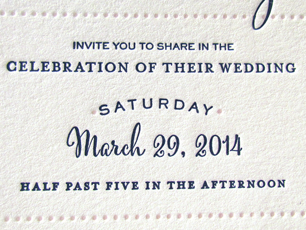 letterpress wedding invitation preppy 