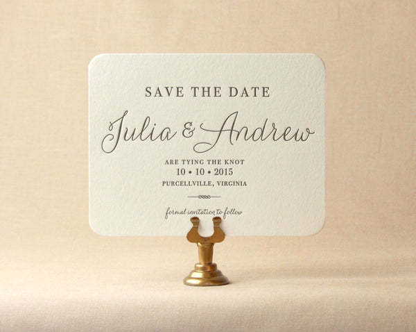 letterpress save the date verbena