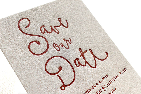 letterpress wedding invitation romantic red